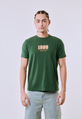Mossimo Men's Green Patch 1986 Sports Club Classic Fit Tee w/ Back Print