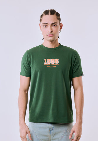 Mossimo Men's Green Patch 1986 Sports Club Classic Fit Tee w/ Back Print