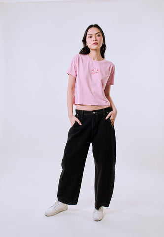 Mossimo Women's Blush Small Track Classic Cropped Fit Tee