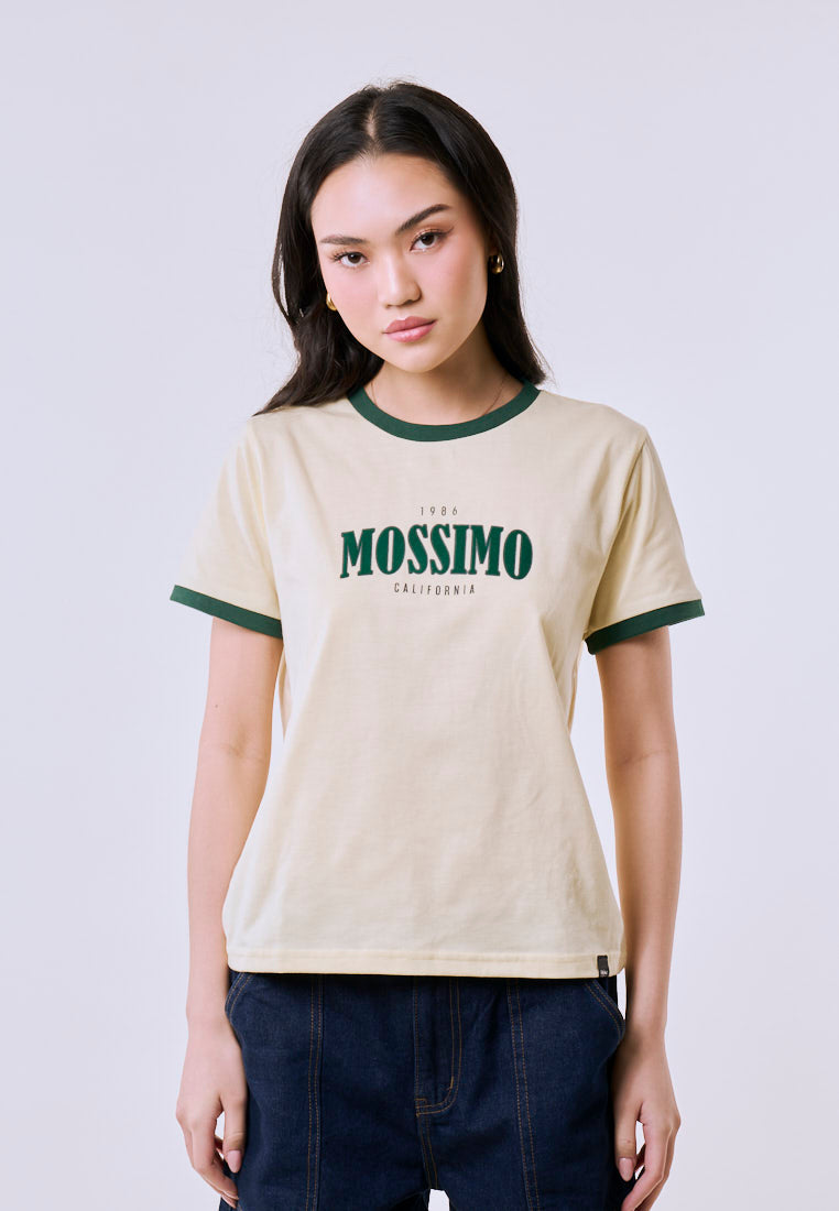 Mossimo Women's Cream Ringer Classic Fit Tee