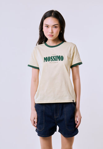 Mossimo Women's Cream Ringer Classic Fit Tee