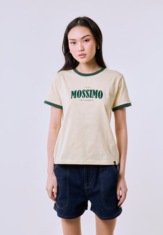 Mossimo Women's Cream Ringer Classic Fit Tee