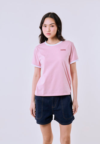 Mossimo Women's Blush Ringer Classic Fit Tee