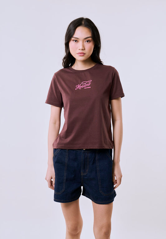 Mossimo Women's Coffee Basic Logo Comfort Fit Tee