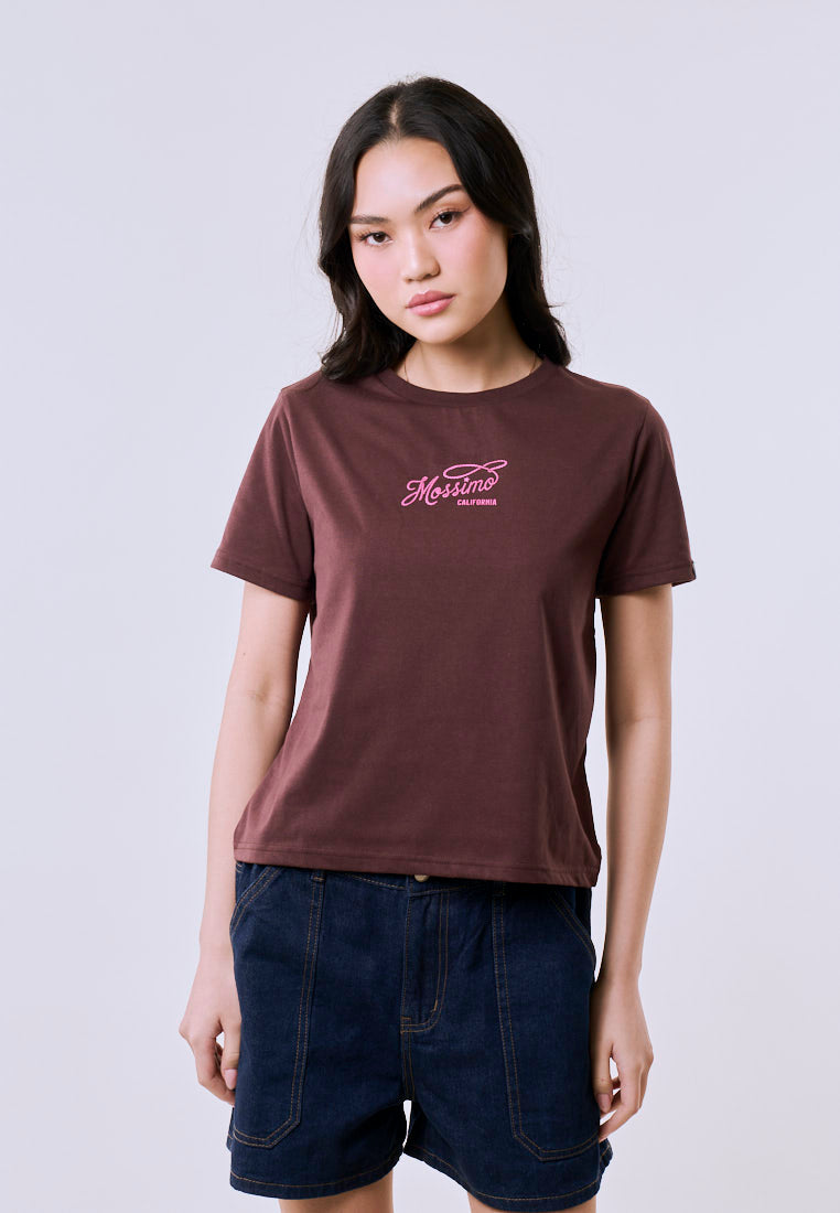 Mossimo Women's Coffee Basic Logo Comfort Fit Tee