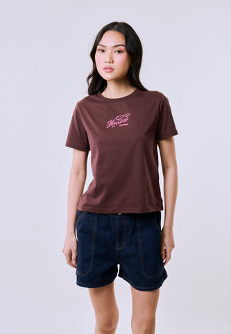 Mossimo Women's Coffee Basic Logo Comfort Fit Tee