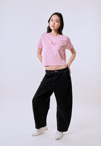 Mossimo Women's Blush Small Track Classic Cropped Fit Tee