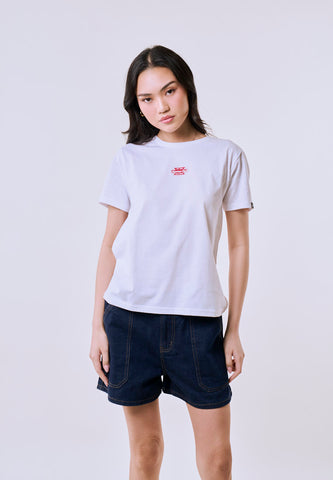 Mossimo Women's White Small Logo Classic Fit Tee