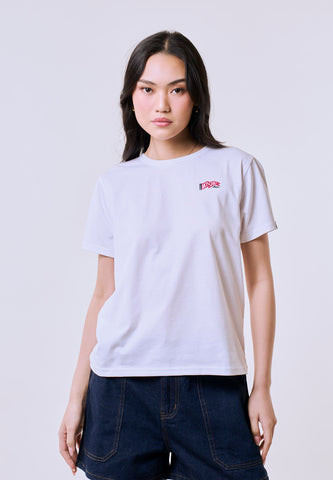 Mossimo Women's White Flag Logo Classic Fit Tee