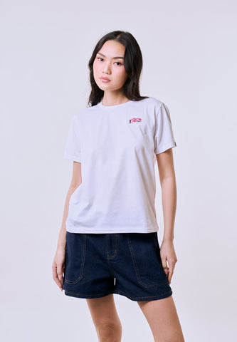 Mossimo Women's White Flag Logo Classic Fit Tee
