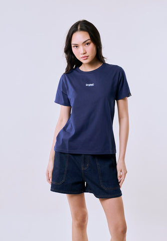 Mossimo Women's Navy Embroidery Logo Classic Fit Tee