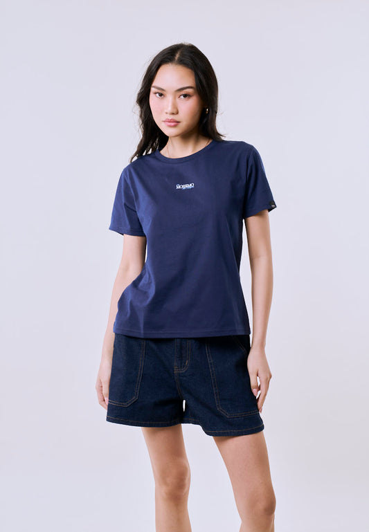 Mossimo Women's Navy Embroidery Logo Classic Fit Tee