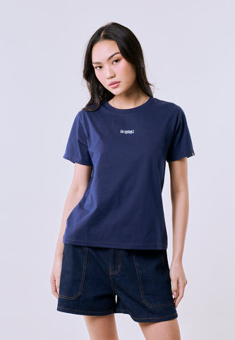 Mossimo Women's Navy Embroidery Logo Classic Fit Tee