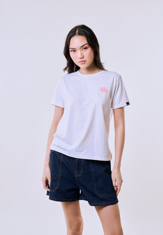 Mossimo Women's White Basic Twill Patch Logo Classic Fit Tee