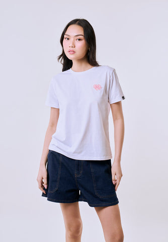 Mossimo Women's White Basic Twill Patch Logo Classic Fit Tee