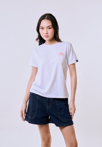 Mossimo Women's White Basic Twill Patch Logo Classic Fit Tee