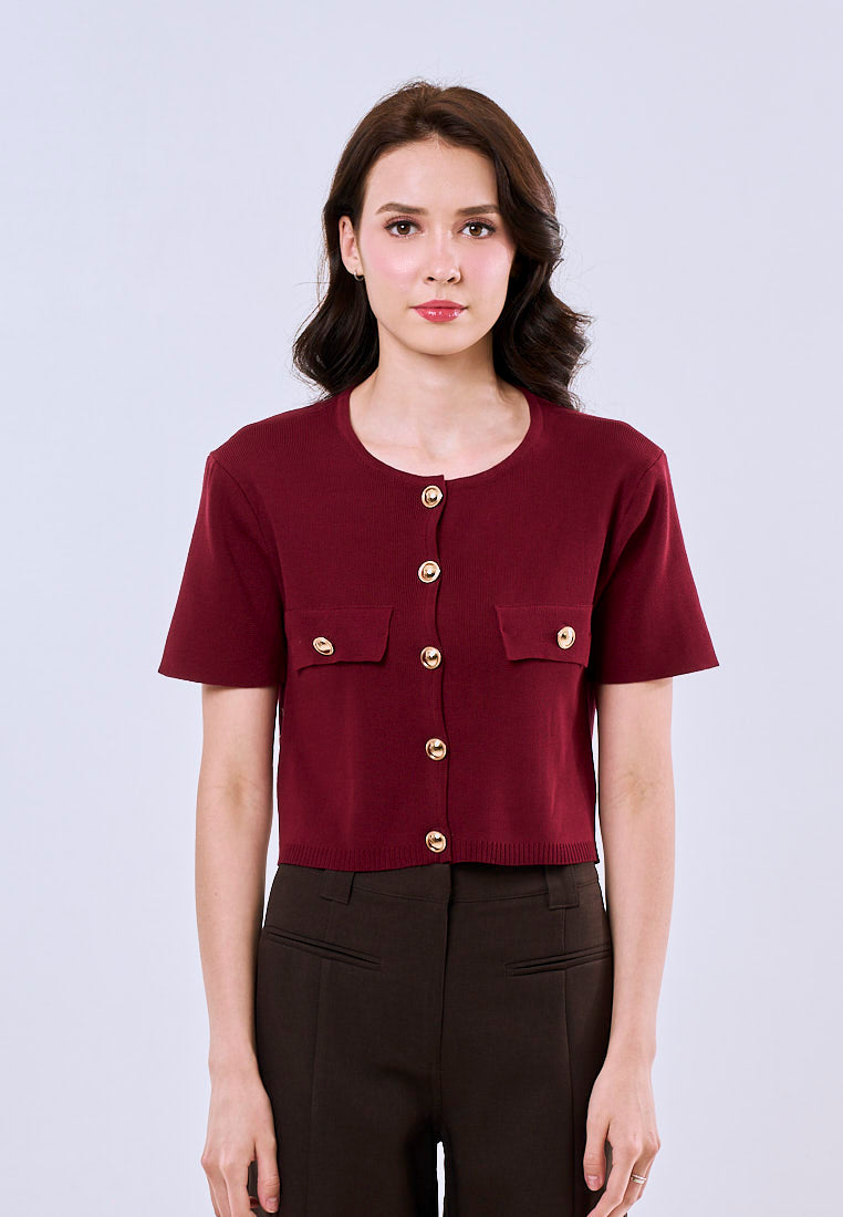 Mossimo Emma Maroon Knitted Croptop Fashion For Women