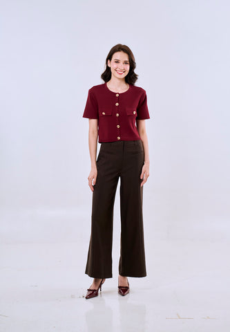 Mossimo Emma Maroon Knitted Croptop Fashion For Women