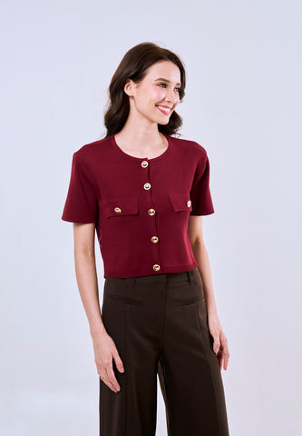 Mossimo Emma Maroon Knitted Croptop Fashion For Women