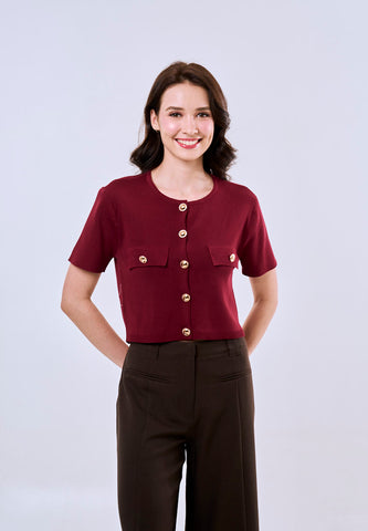 Mossimo Emma Maroon Knitted Croptop Fashion For Women