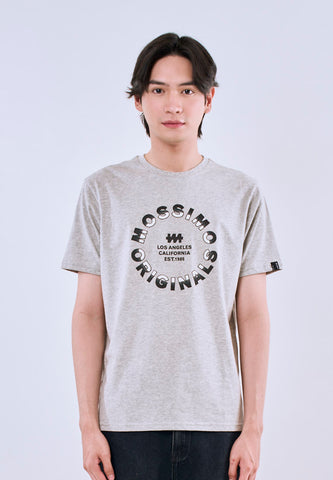 Mossimo Men's Heather Gray Classic Fit Tee with Flocking Logo Print