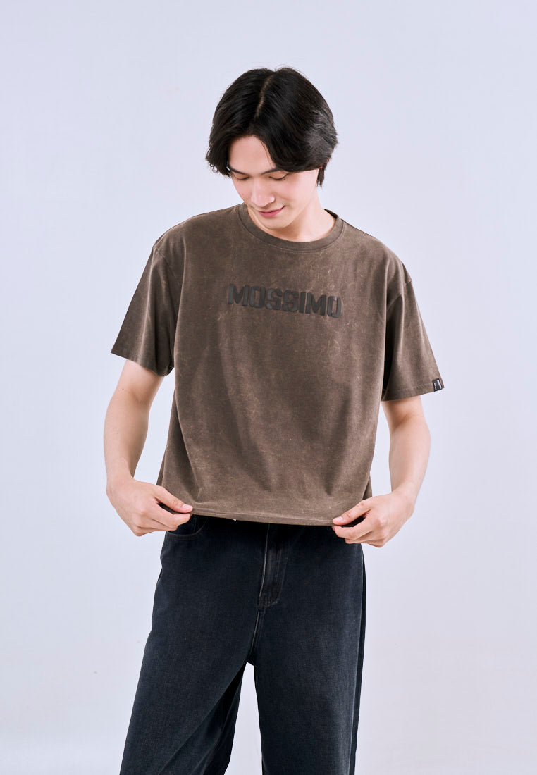 Mossimo Men's Acid Wash Premium Regular Fit Tee with High Density Logo Print