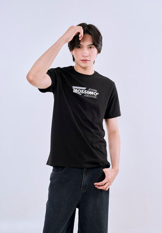 Mossimo Men's Black Classic Fit Tee with Logo Print