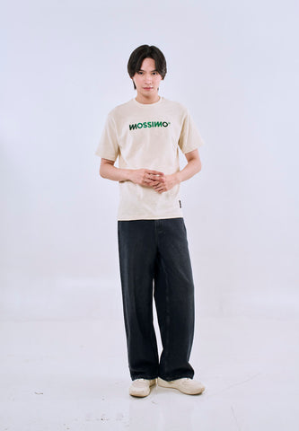 Mossimo Men's Cream Comfort Fit Tee with Embroidered Logo