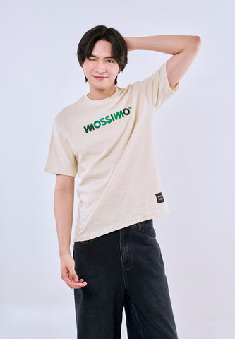 Mossimo Men's Cream Comfort Fit Tee with Embroidered Logo