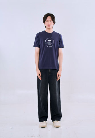 Mossimo Men's Navy Blue Regular Fit Logo Print Tee