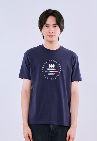 Mossimo Men's Navy Blue Regular Fit Logo Print Tee