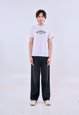 Mossimo Men's White Muscle Fit Tee with Embossed Logo Print
