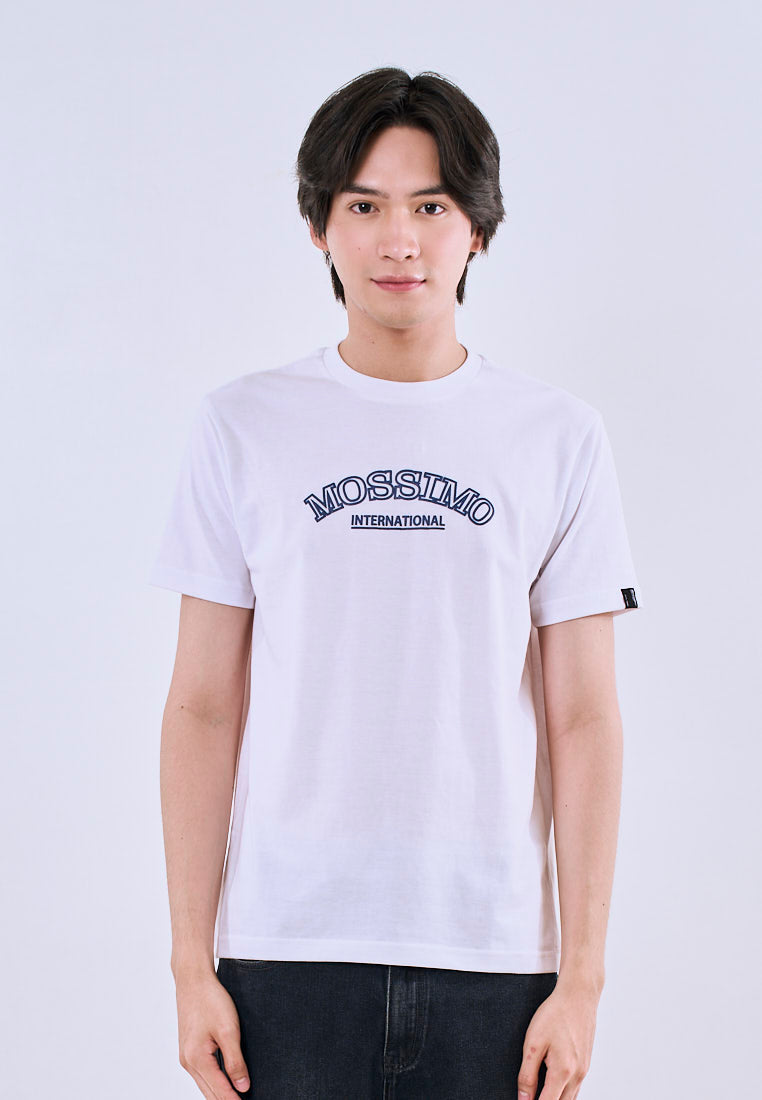 Mossimo Men's White Muscle Fit Tee with Embossed Logo Print