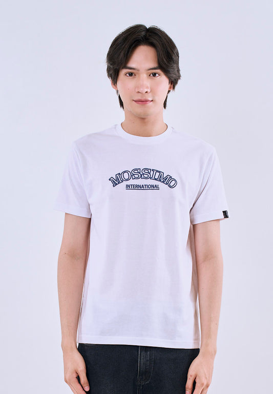 Mossimo Men's White Muscle Fit Tee with Embossed Logo Print