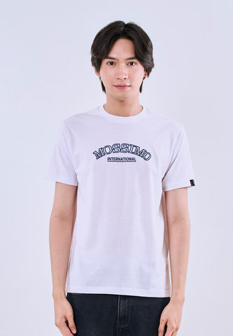 Mossimo Men's White Muscle Fit Tee with Embossed Logo Print