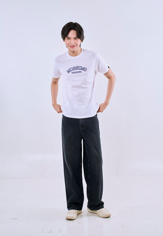Mossimo Men's White Muscle Fit Tee with Embossed Logo Print