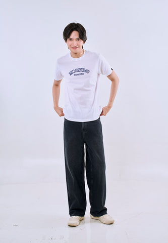 Mossimo Men's White Muscle Fit Tee with Embossed Logo Print
