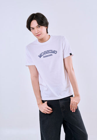 Mossimo Men's White Muscle Fit Tee with Embossed Logo Print