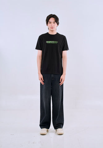 Mossimo Men's Black Basic Classic Fit Tee with Logo Print