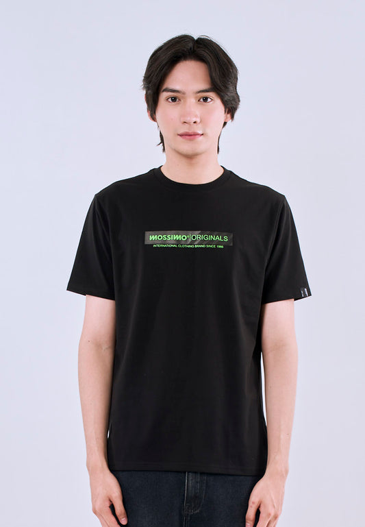 Mossimo Men's Black Basic Classic Fit Tee with Logo Print