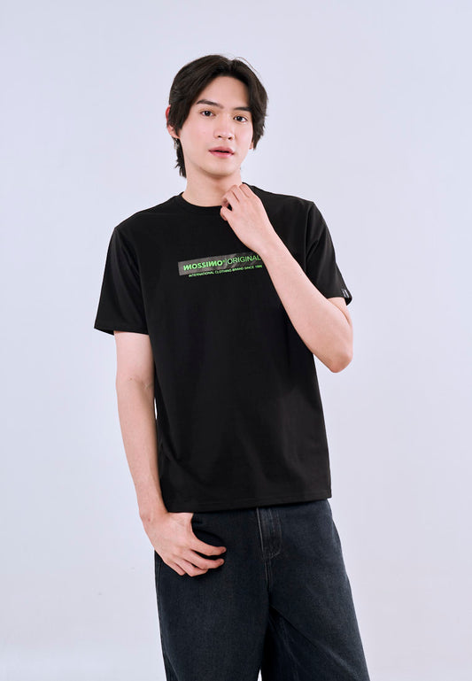 Mossimo Men's Black Basic Classic Fit Tee with Logo Print