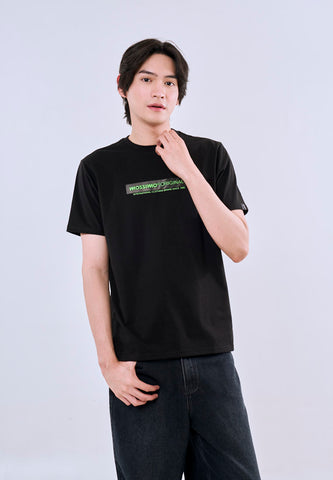 Mossimo Men's Black Basic Classic Fit Tee with Logo Print