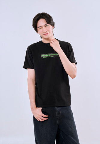 Mossimo Men's Black Basic Classic Fit Tee with Logo Print