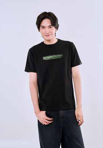 Mossimo Men's Black Basic Classic Fit Tee with Logo Print