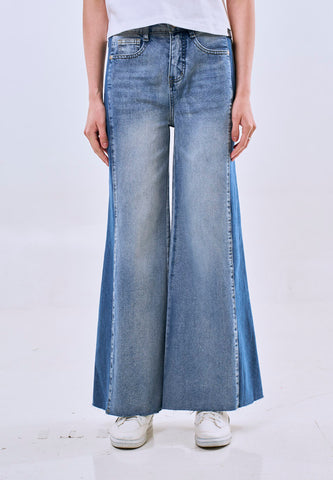 Mossimo Zoe Blue Two Tone Wide Leg Jeans For Women