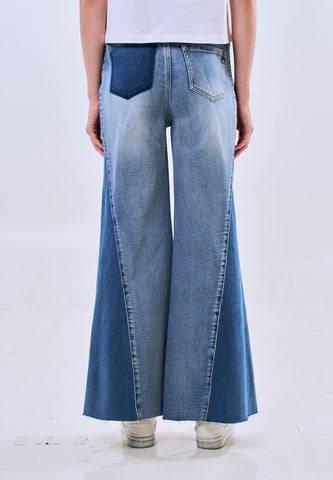 Mossimo Zoe Blue Two Tone Wide Leg Jeans For Women