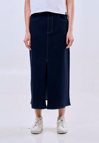 Mossimo Women's Dark Blue A-Line Denim Midi Skirt