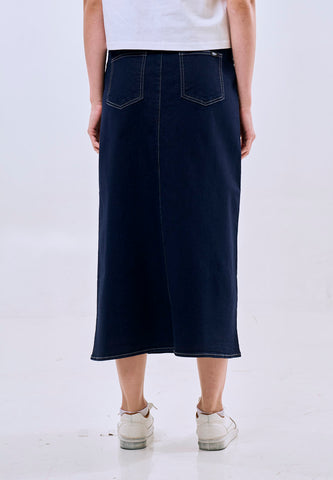 Mossimo Women's Dark Blue A-Line Denim Midi Skirt