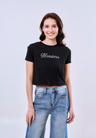 Mossimo Ciela Black Classic Cropped Fit Tee For Women