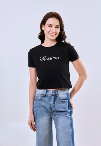 Mossimo Ciela Black Classic Cropped Fit Tee For Women
